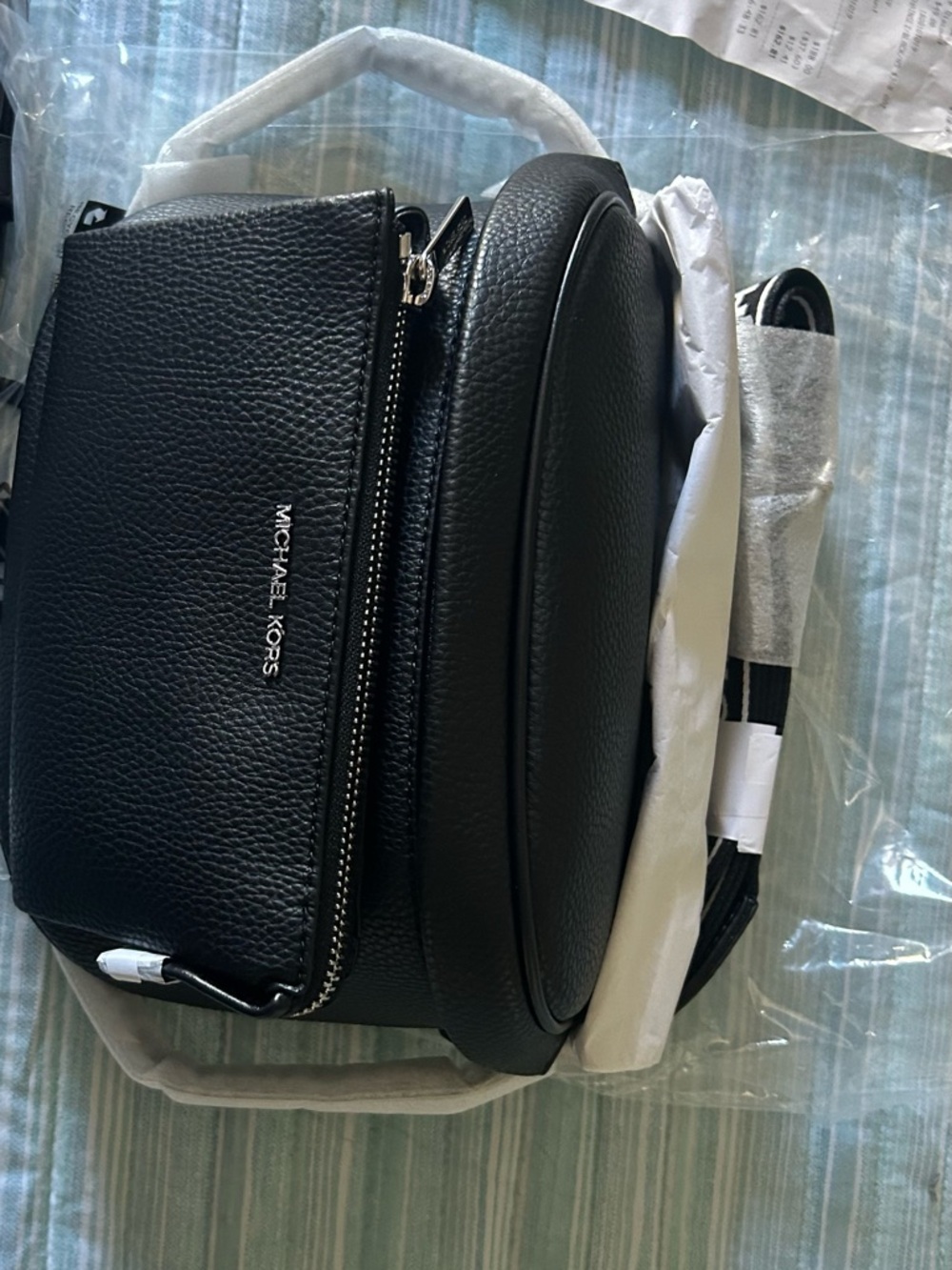 Michael Kors Black Leather Crossbody Belt Bag with Chain - Picture 3 of 3